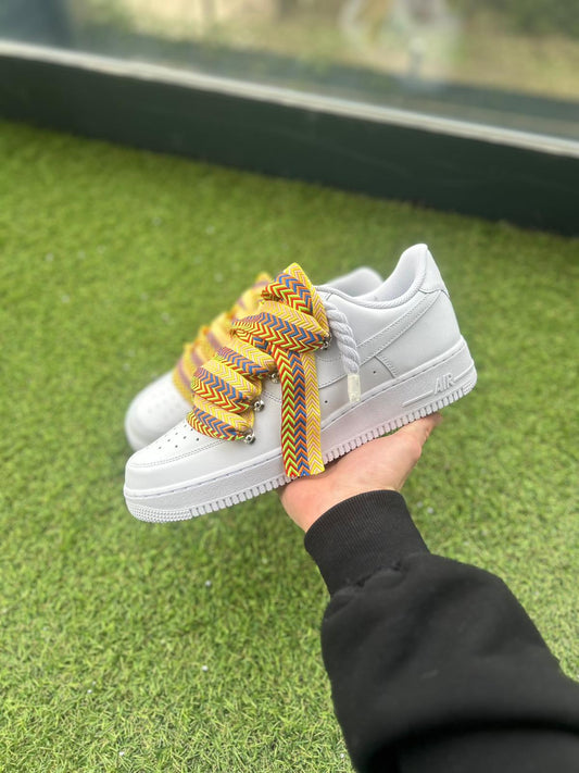 Nike Air Force 1 White / YELLOW LANVIN ROPE LACES CUSTOM
