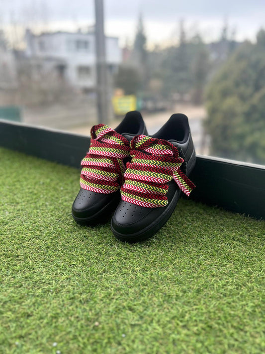 Nike Air Force 1 Black / RED LANVIN ROPE LACES CUSTOM