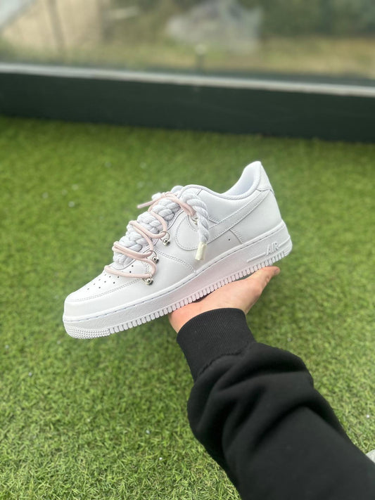 Nike Air Force 1 White / PINK DOUBLE ROPE LACES CUSTOM
