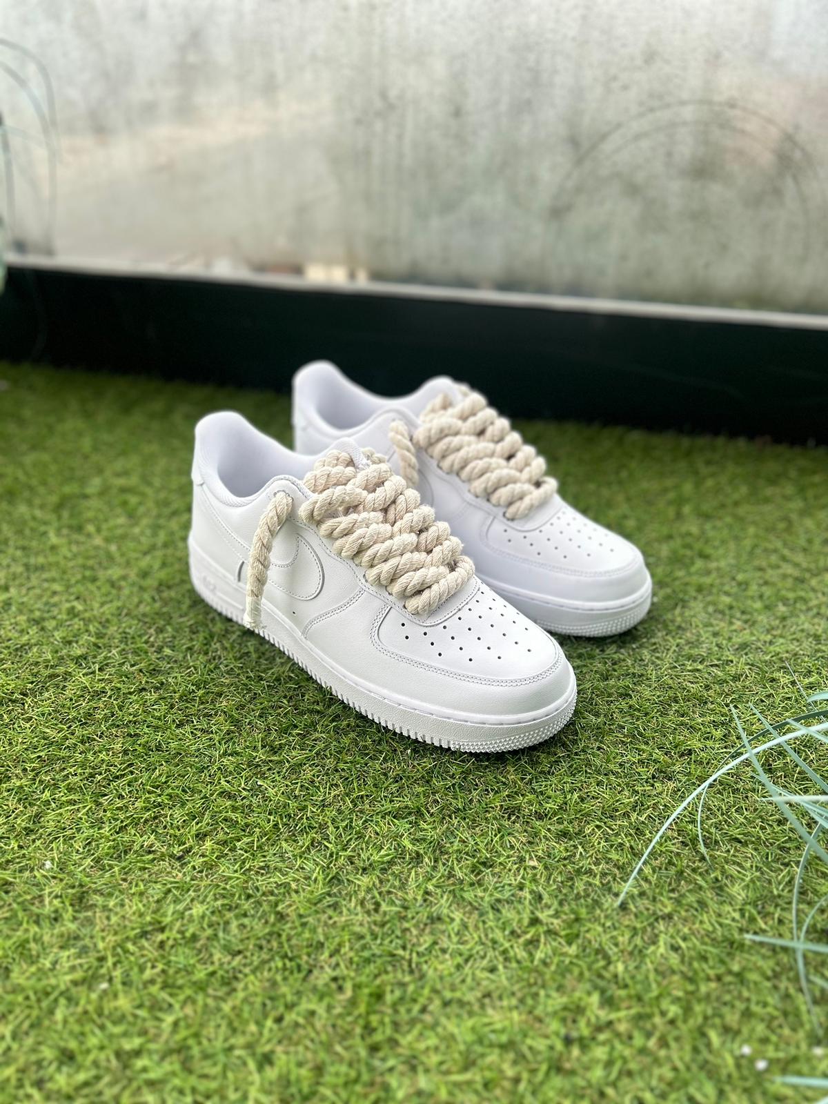 Nike Air Force 1 White / CREAM ROPE LACES CUSTOM