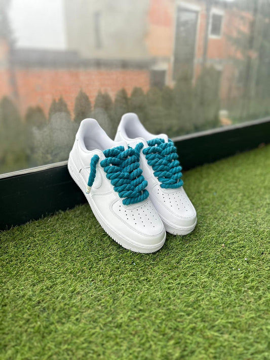 Nike Air Force 1 White / BLUE ROPE LACES CUSTOM
