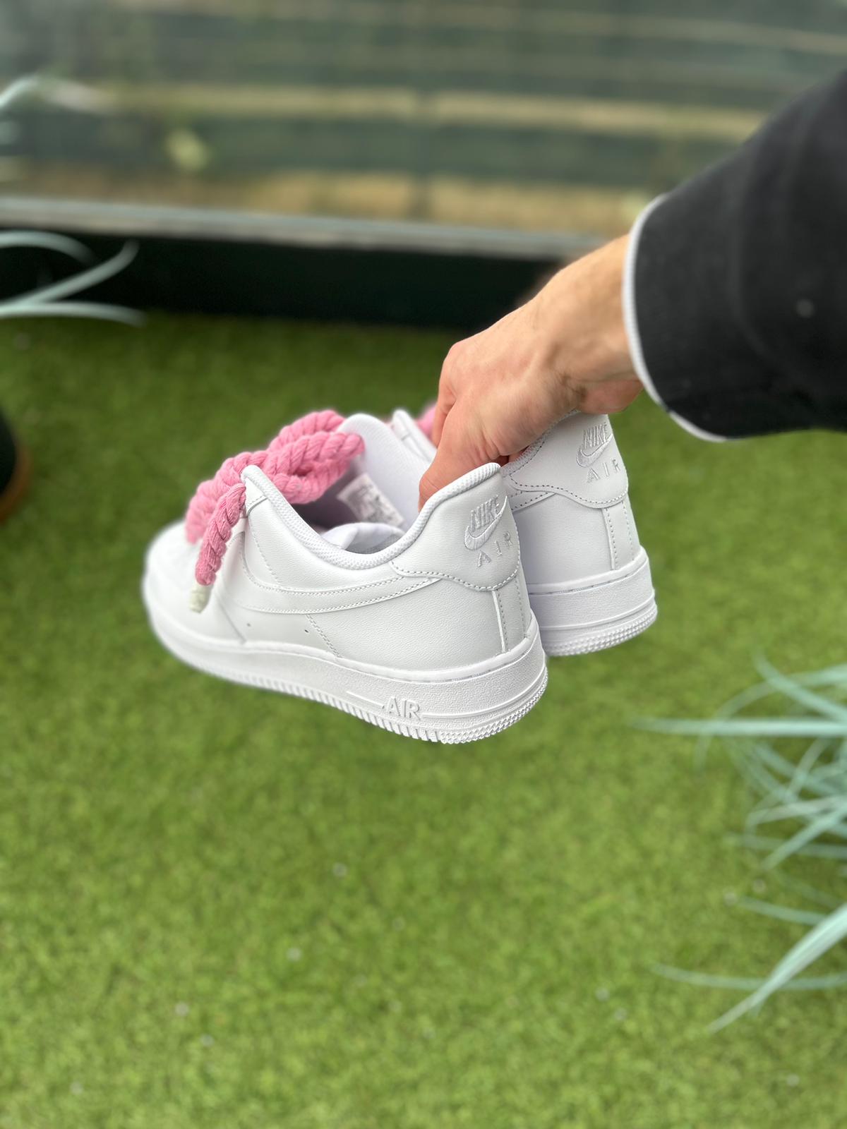 Nike Air Force 1 White / PINK ROPE LACES CUSTOM