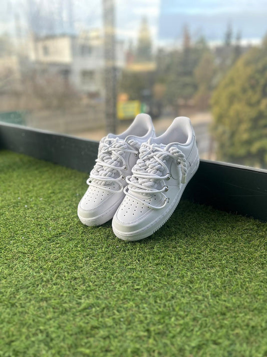 Nike Air Force 1 White / WHITE DOUBLE ROPE LACES CUSTOM