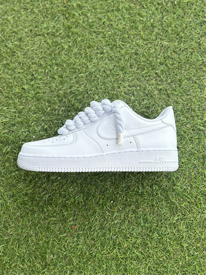 Nike Air Force 1 White / WHITE ROPE LACES CUSTOM