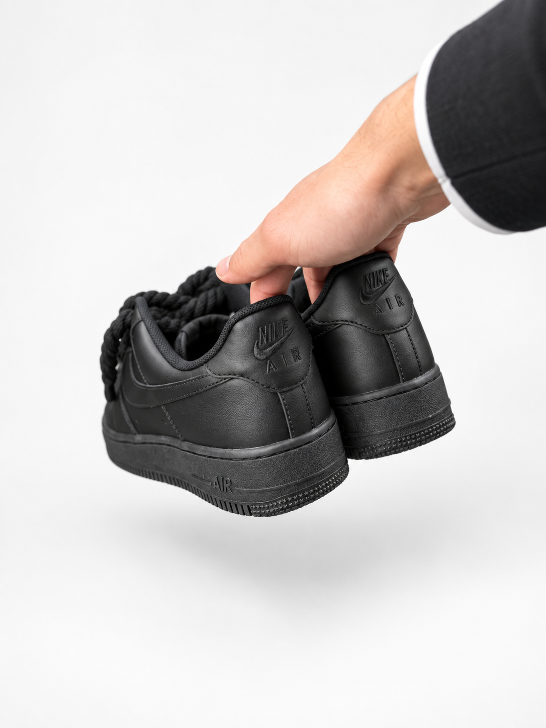 Air Force 1 Custom – Rope Laces – Czarne / czarne sznurówki