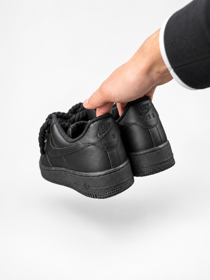 Air Force 1 Custom – Rope Laces – Czarne / czarne sznurówki