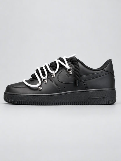 Air Force 1 Custom – Double Rope – Czarne / białe sznurówki
