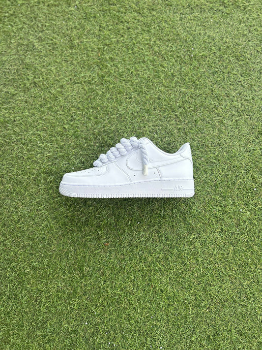 Nike Air Force 1 White / WHITE ROPE LACES CUSTOM