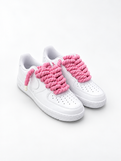 Air Force 1 Custom – Rope Laces – Białe / różowe sznurówki