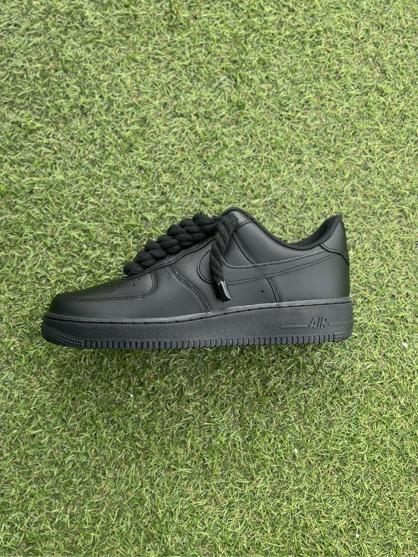 Nike Air Force 1 Black / BLACK ROPE LACES CUSTOM