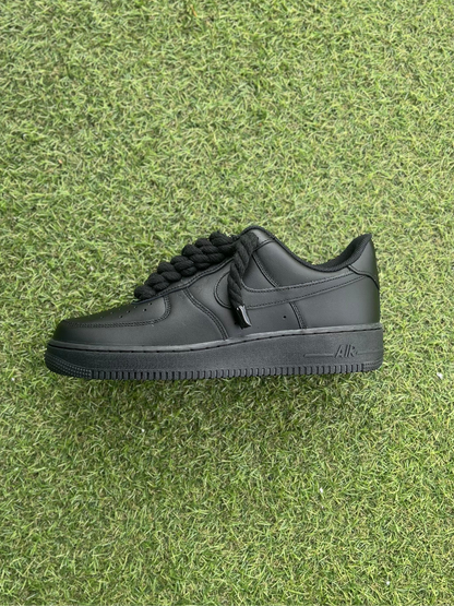 Nike Air Force 1 Black / BLACK ROPE LACES CUSTOM