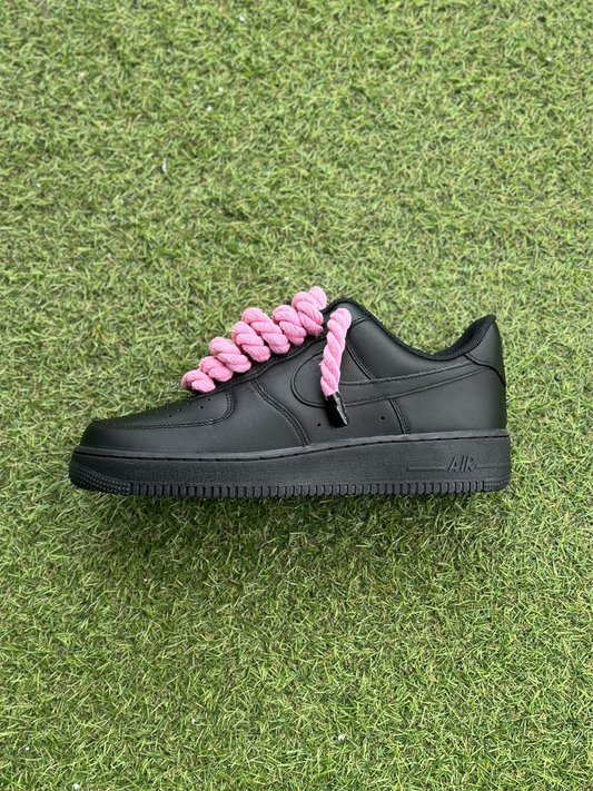 Nike Air Force 1 Black / PINK ROPE LACES CUSTOM