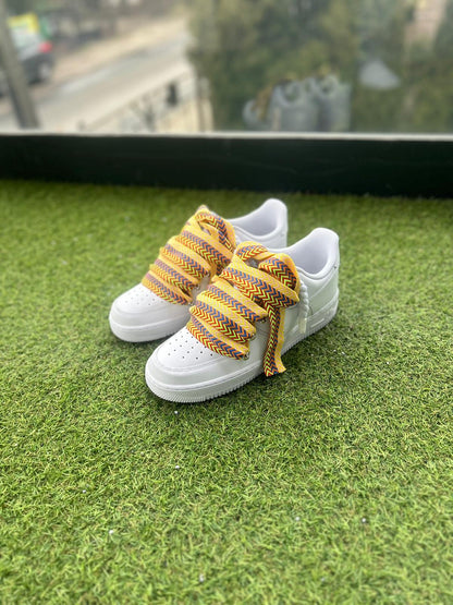 Nike Air Force 1 White / YELLOW LANVIN ROPE LACES CUSTOM