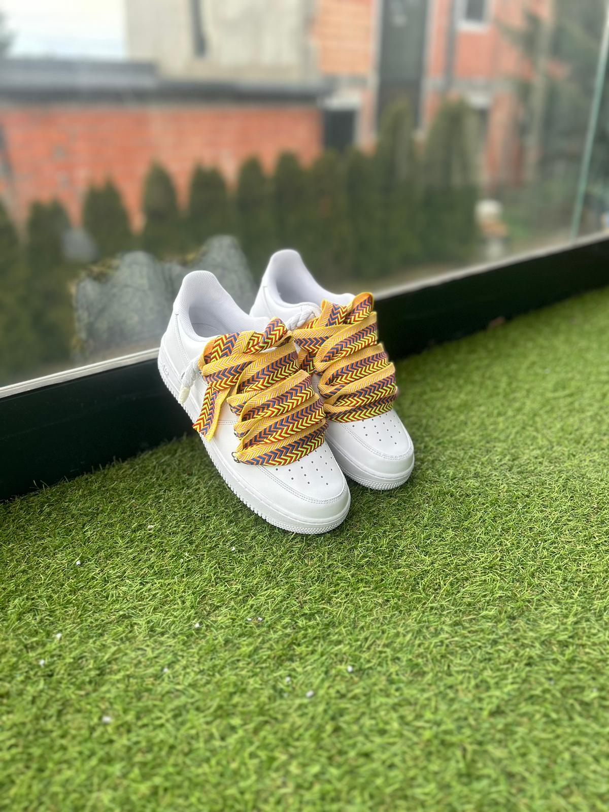 Nike Air Force 1 White / YELLOW LANVIN ROPE LACES CUSTOM