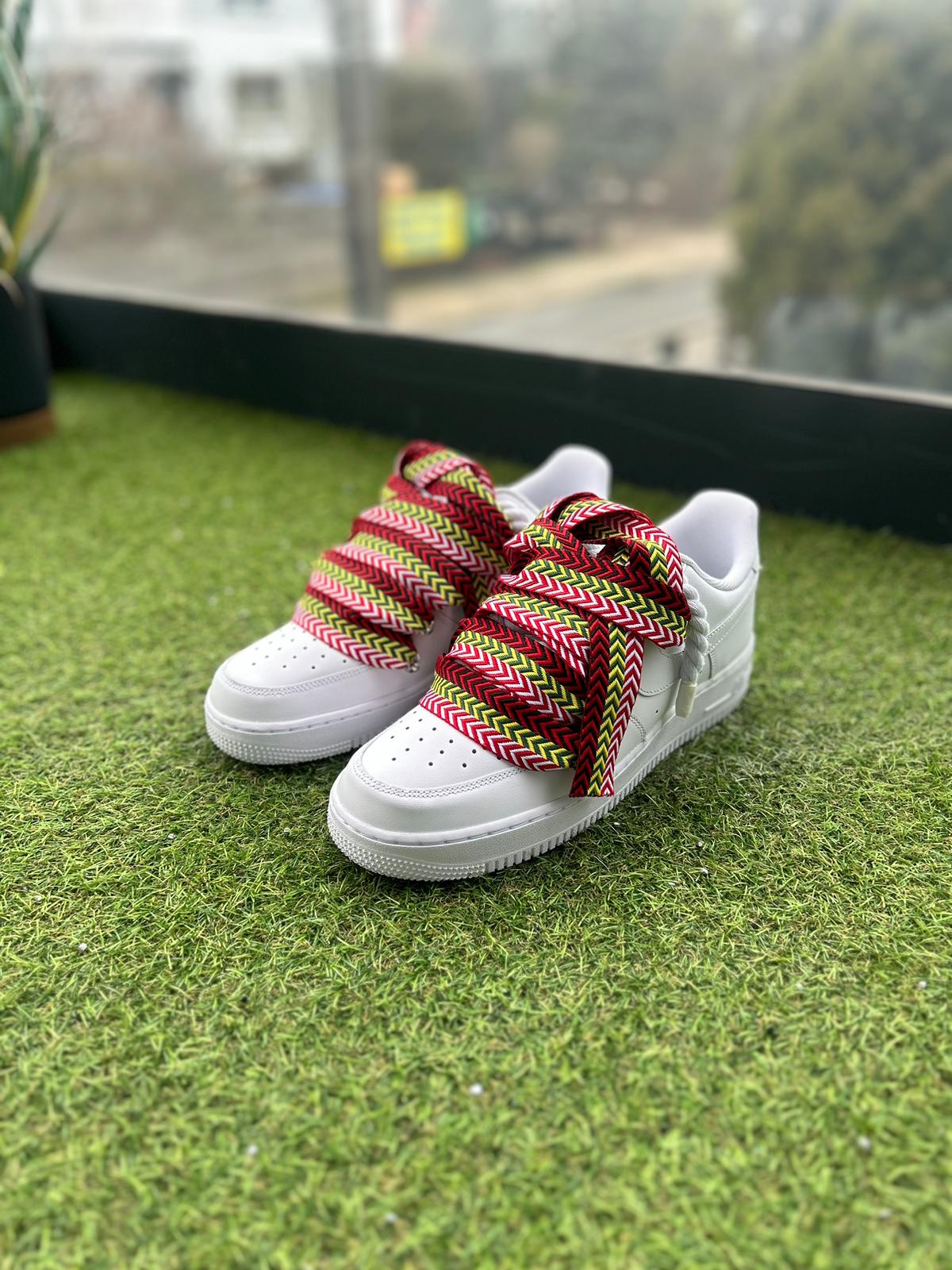 Nike Air Force 1 White  / RED LANVIN ROPE LACES CUSTOM