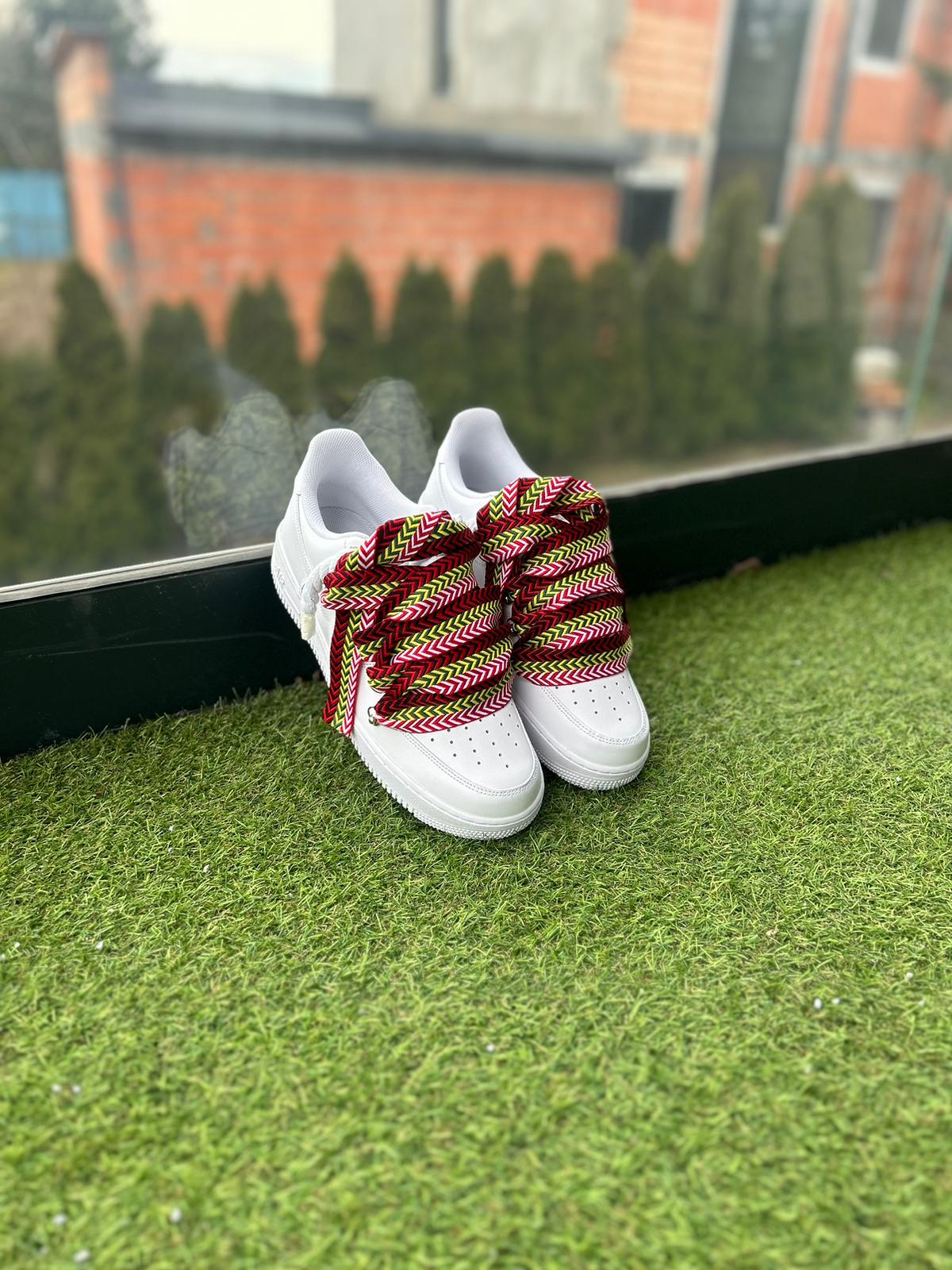 Nike Air Force 1 White  / RED LANVIN ROPE LACES CUSTOM