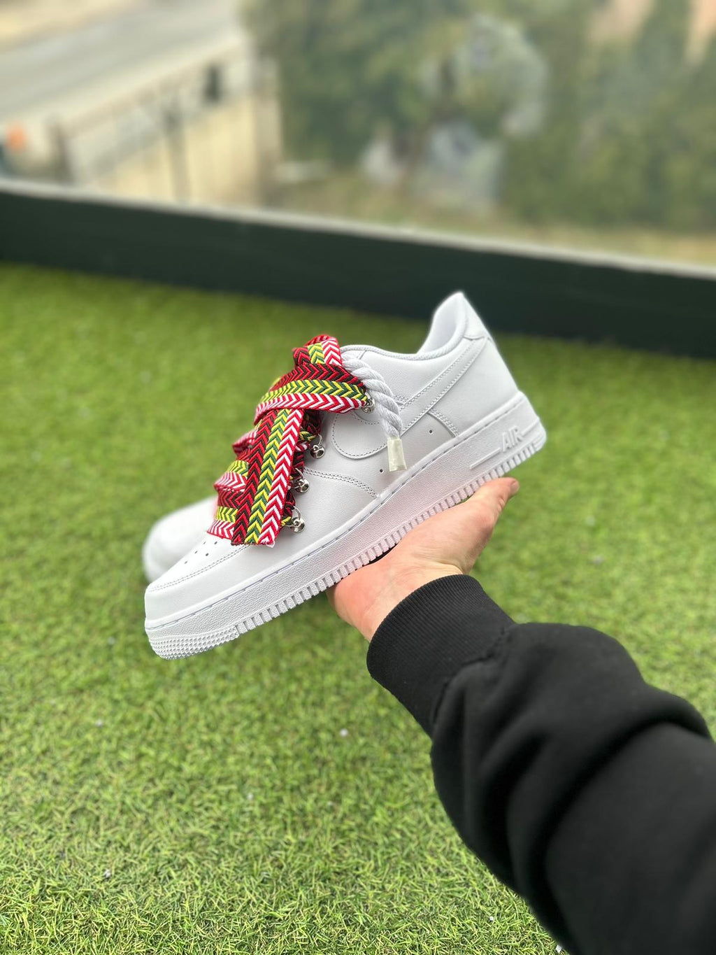 Nike Air Force 1 White  / RED LANVIN ROPE LACES CUSTOM