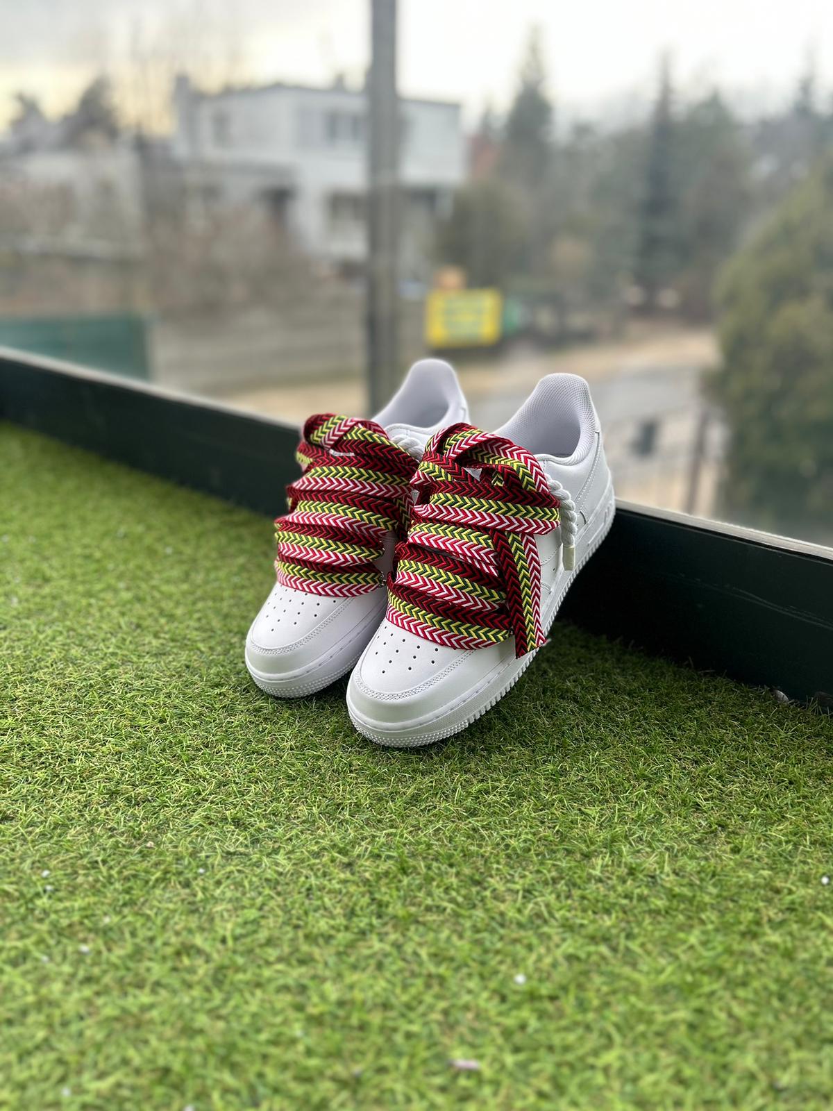 Nike Air Force 1 White  / RED LANVIN ROPE LACES CUSTOM