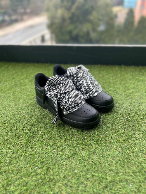 Nike Air Force 1 Black / WHITE LANVIN ROPE LACES CUSTOM