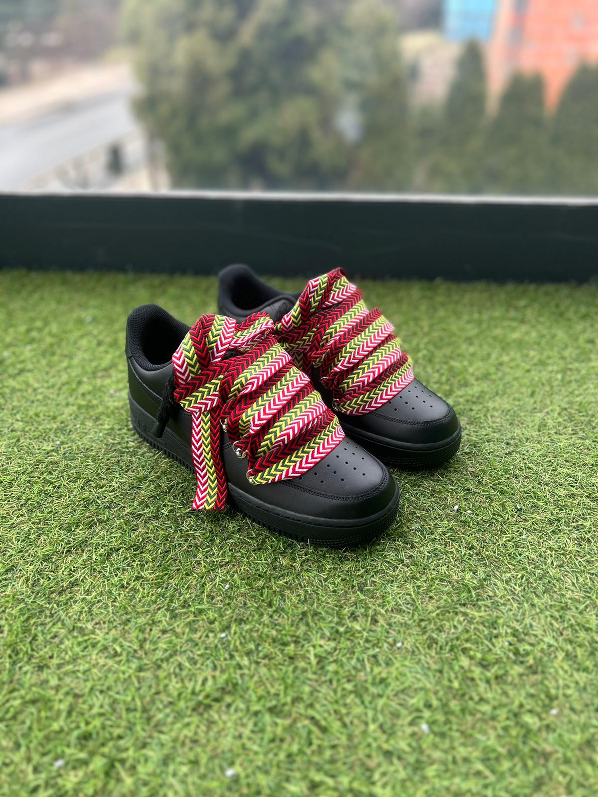 Nike Air Force 1 Black / RED LANVIN ROPE LACES CUSTOM