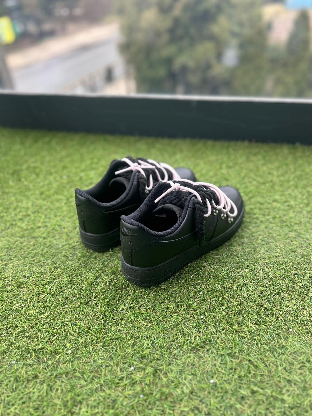 Nike Air Force 1 Black / PINK DOUBLE ROPE LACES CUSTOM