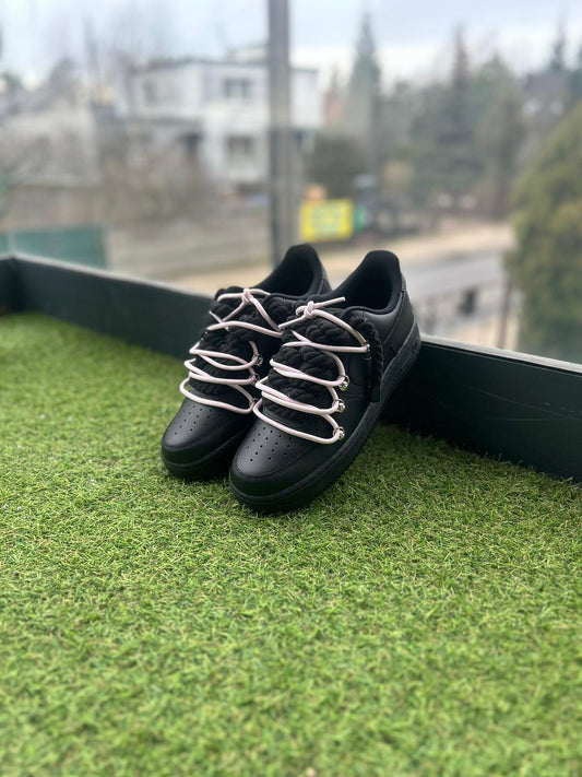 Nike Air Force 1 Black / PINK DOUBLE ROPE LACES CUSTOM