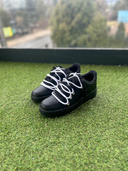 Nike Air Force 1 Black / WHITE DOUBLE ROPE LACES CUSTOM