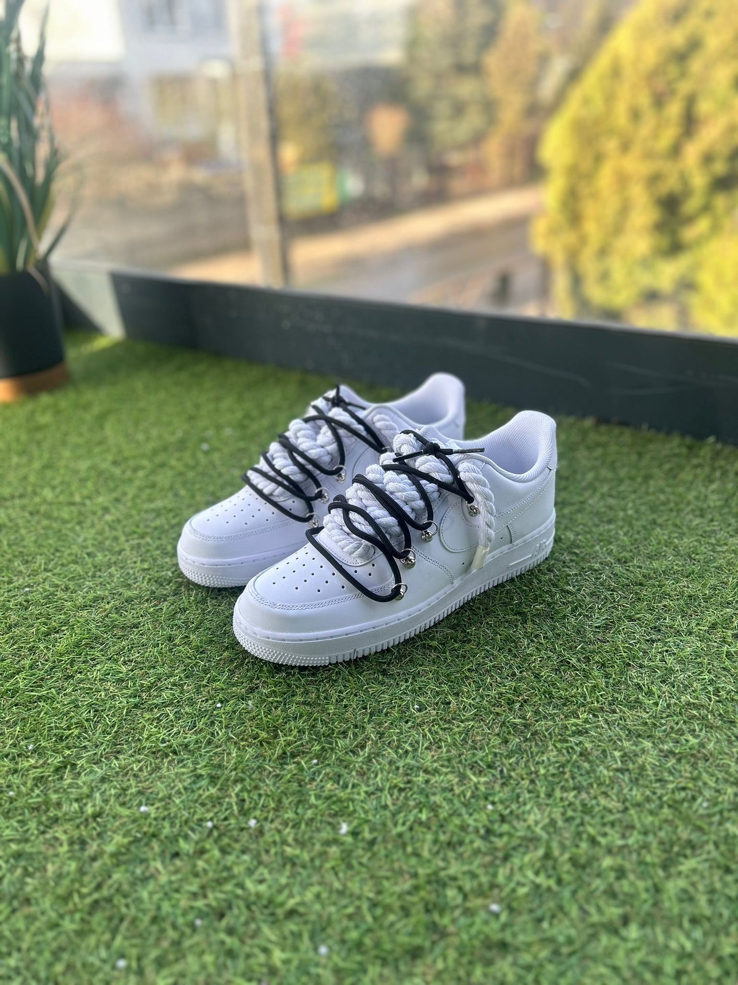 Nike Air Force 1 White / BLACK DOUBLE ROPE LACES CUSTOM