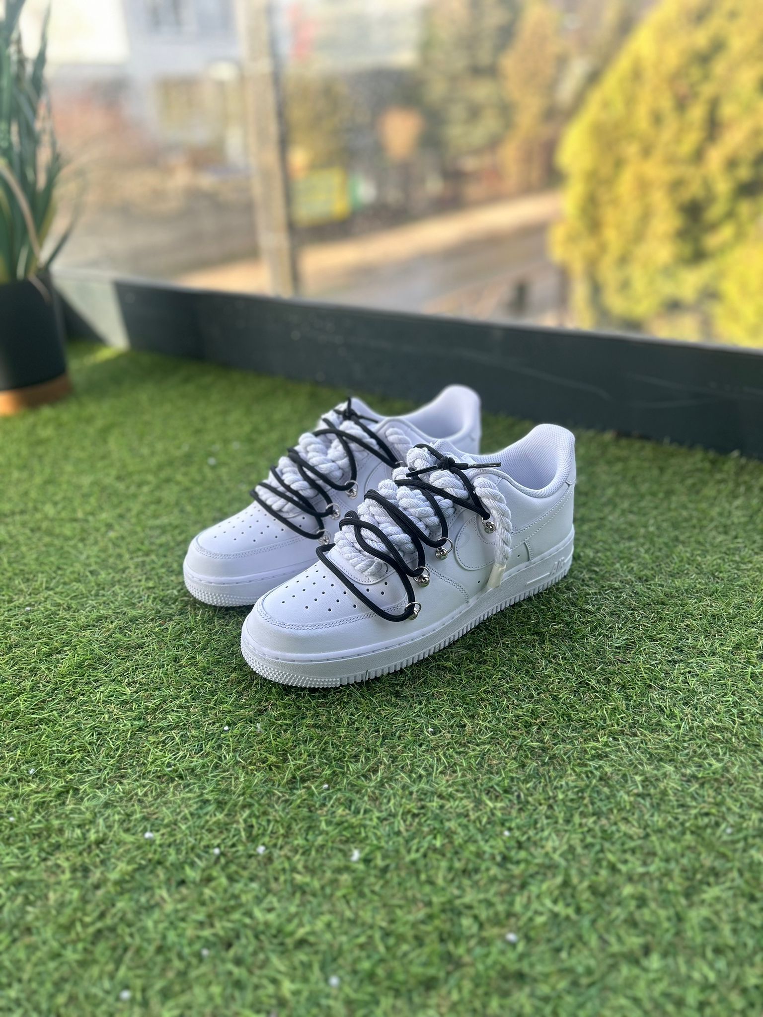 Nike Air Force 1 White / BLACK DOUBLE ROPE LACES CUSTOM