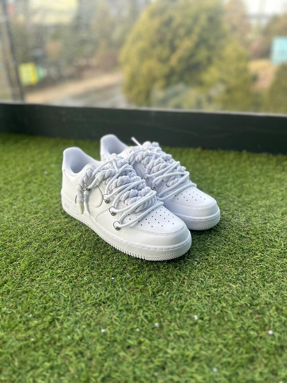 Nike Air Force 1 White / WHITE DOUBLE ROPE LACES CUSTOM