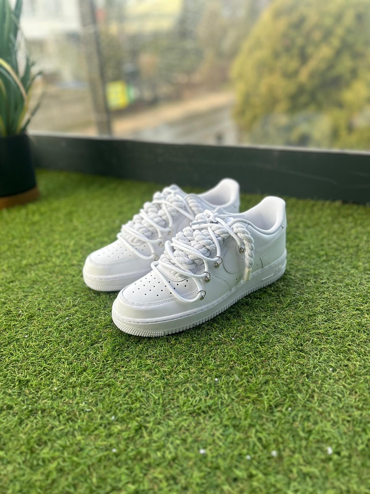 Nike Air Force 1 White / WHITE DOUBLE ROPE LACES CUSTOM