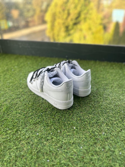 Nike Air Force 1 White / BLACK DOUBLE ROPE LACES CUSTOM