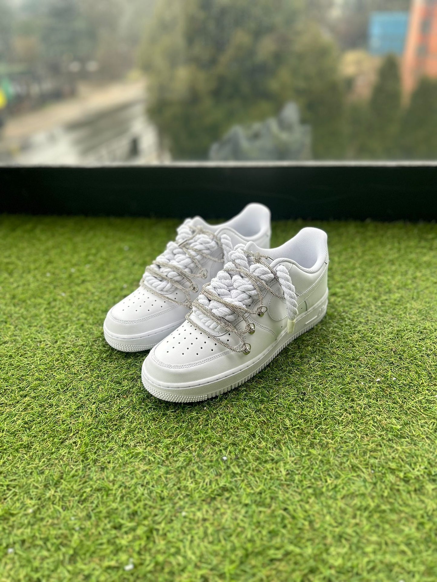 Nike Air Force 1 White / SHINY ROPE LACES CUSTOM