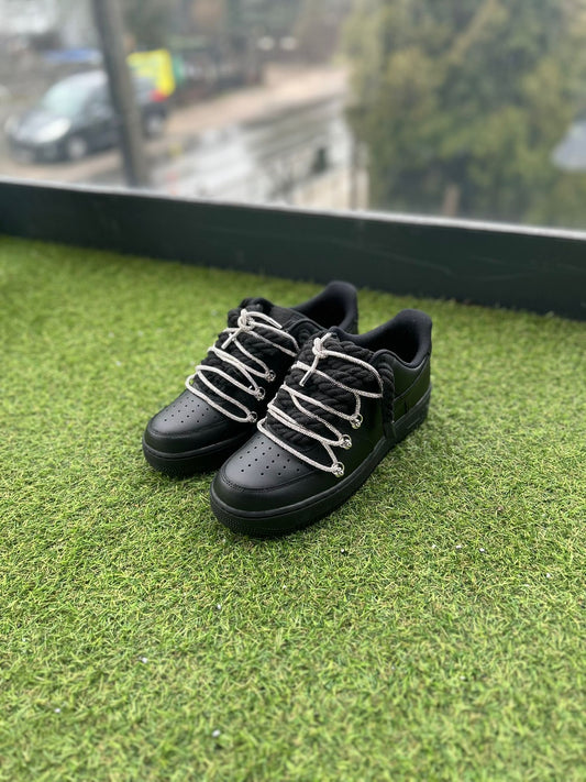 Nike Air Force 1 Black / SHINY ROPE LACES CUSTOM