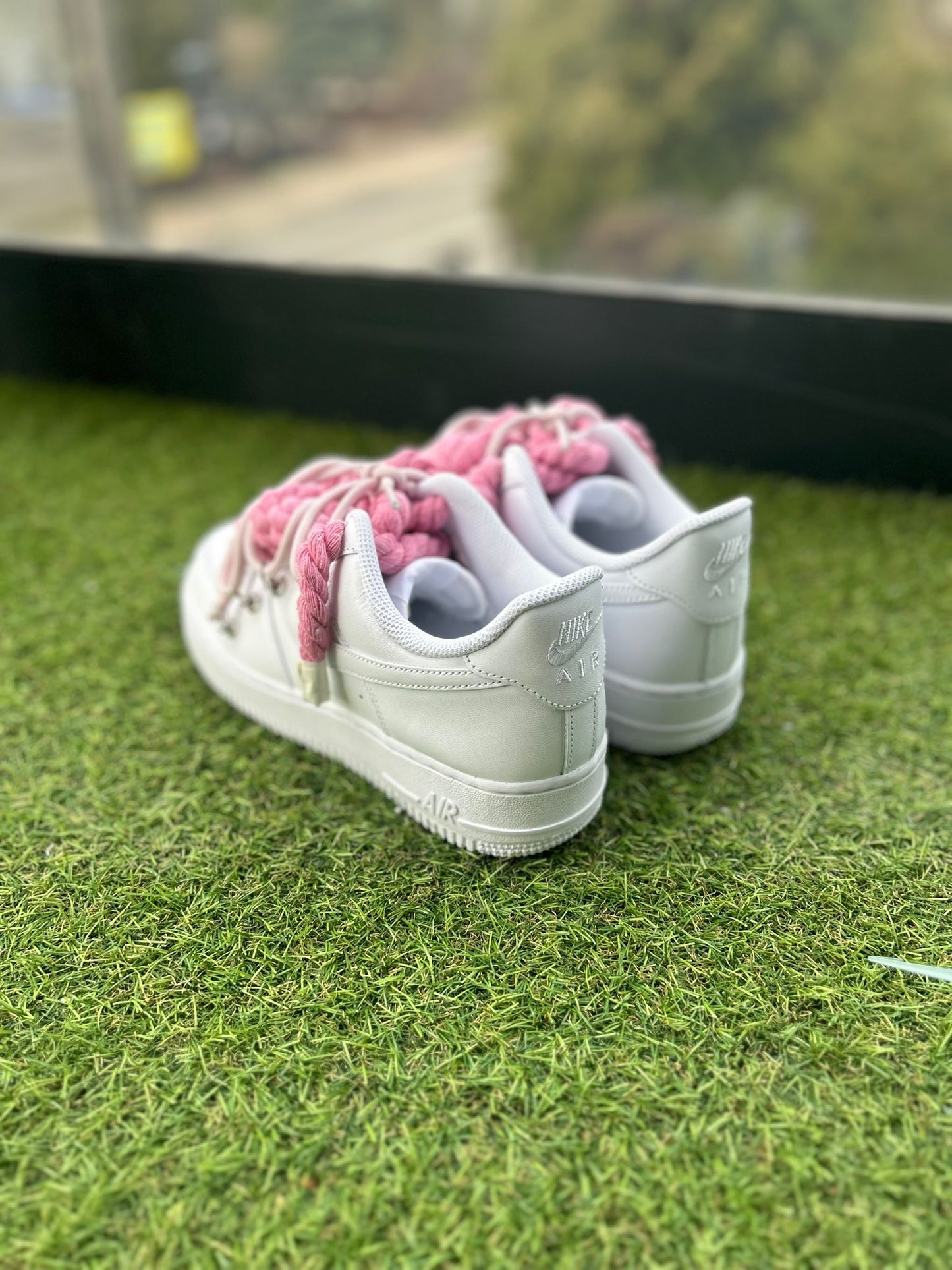 Nike Air Force 1 White / PINK DOUBLE ROPE LACES CUSTOM v2