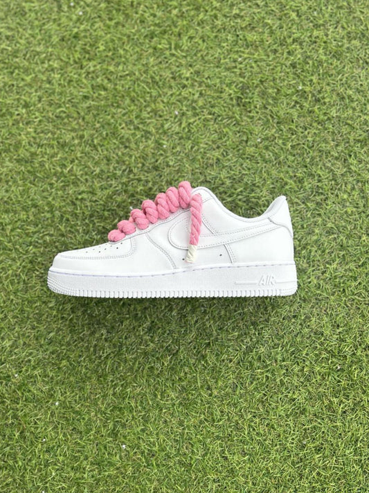 Nike Air Force 1 White / PINK ROPE LACES CUSTOM