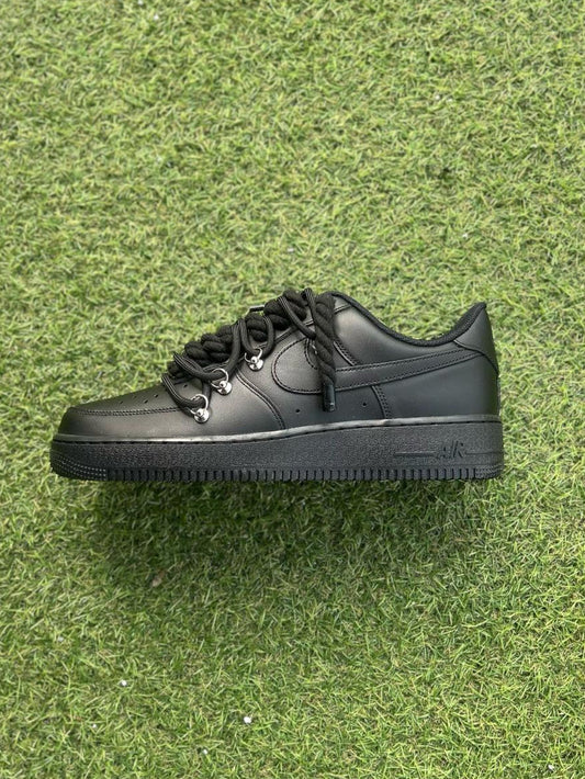 Nike Air Force 1 Black / BLACK DOUBLE ROPE LACES CUSTOM