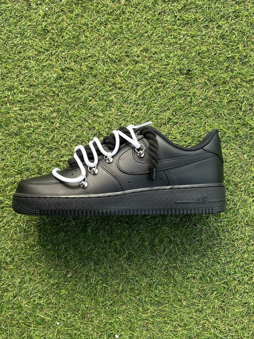 Nike Air Force 1 Black / WHITE DOUBLE ROPE LACES CUSTOM