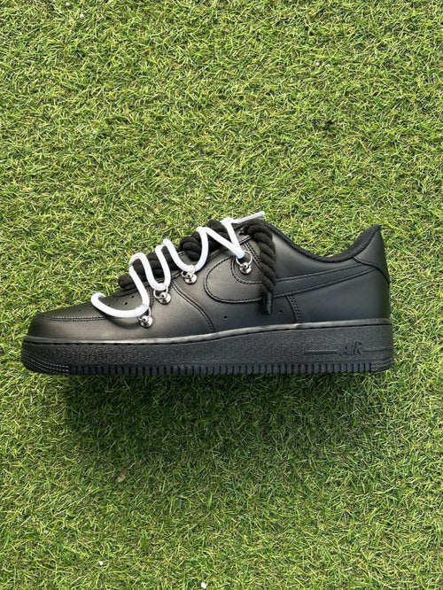 Nike Air Force 1 Black / WHITE DOUBLE ROPE LACES CUSTOM
