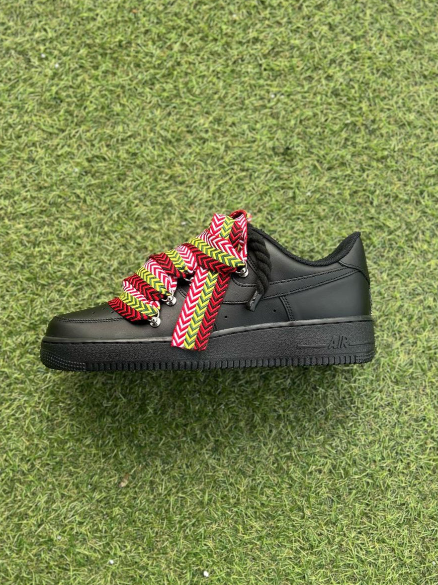 Nike Air Force 1 Black / RED LANVIN ROPE LACES CUSTOM