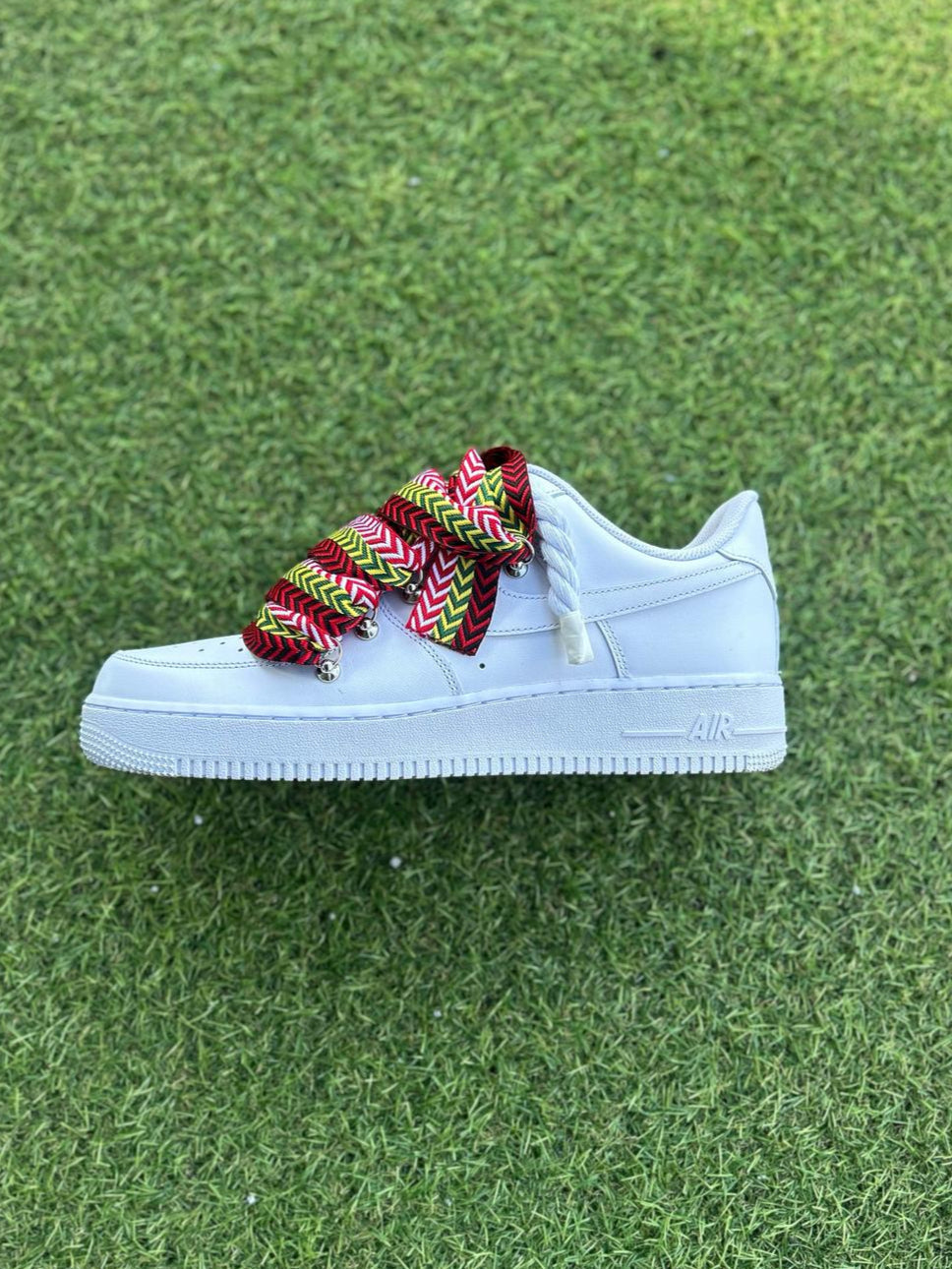 Nike Air Force 1 White  / RED LANVIN ROPE LACES CUSTOM