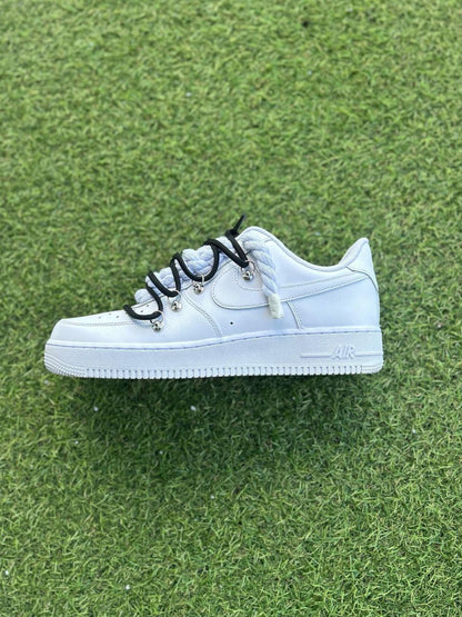 Nike Air Force 1 White / BLACK DOUBLE ROPE LACES CUSTOM