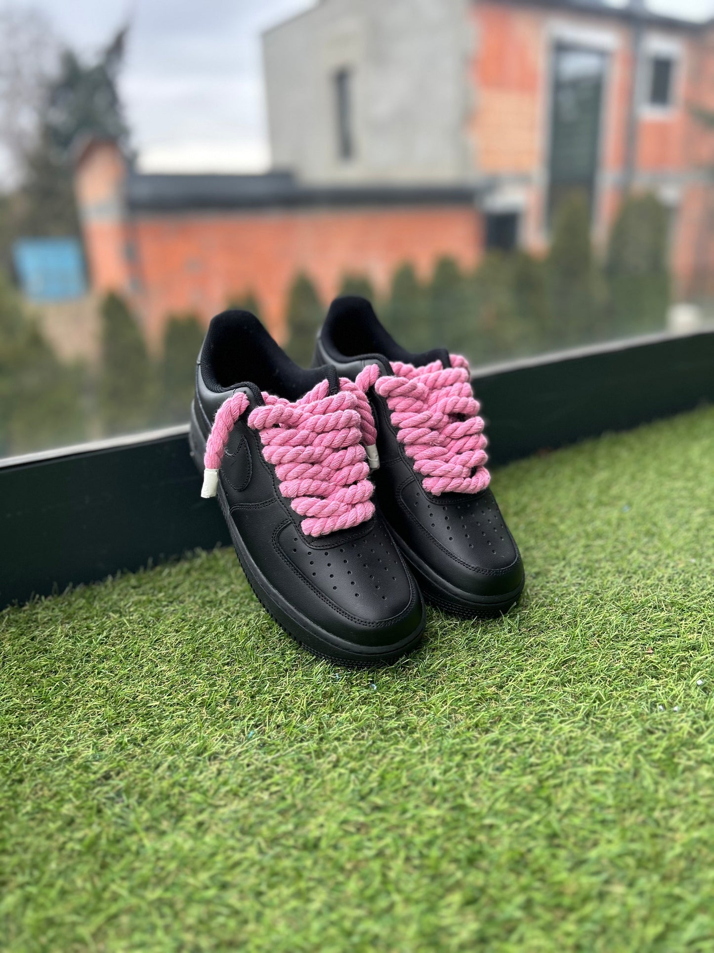 Nike Air Force 1 Black / PINK ROPE LACES CUSTOM