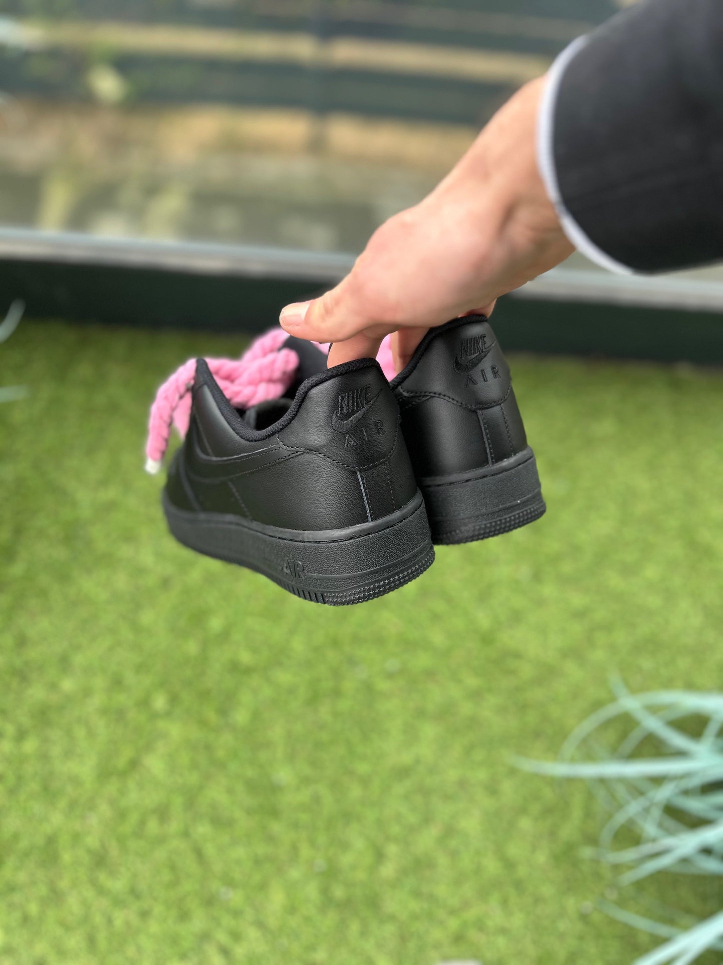 Nike Air Force 1 Black / PINK ROPE LACES CUSTOM
