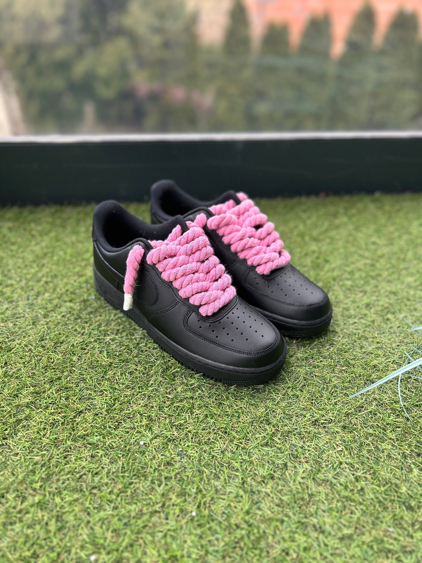 Nike Air Force 1 Black / PINK ROPE LACES CUSTOM