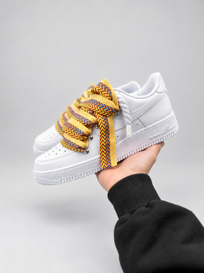 Air Force 1 Custom – Lanvin Laces – Białe / żółte sznurówki