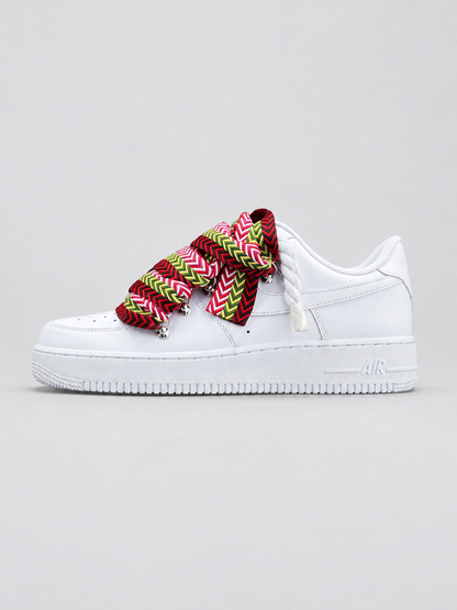 Air Force 1 Custom – Lanvin Laces – Białe / czerwone sznurówki