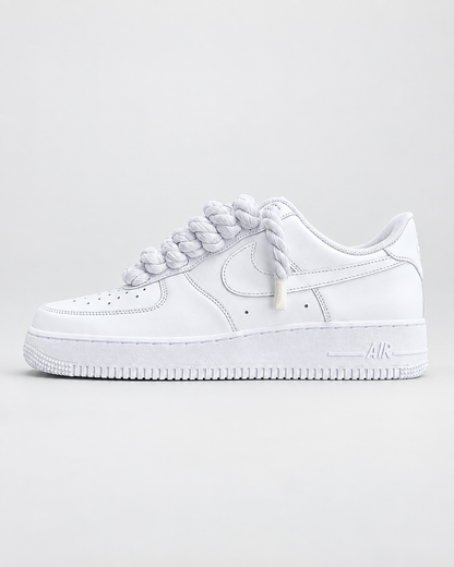 Air Force 1 Custom – Rope Laces – Białe / białe sznurówki