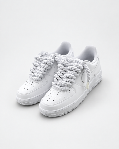 Air Force 1 Custom – Rope Laces – Białe / białe sznurówki