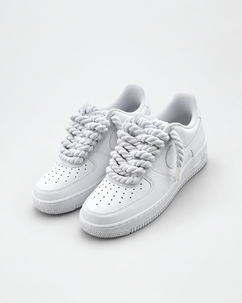 Air Force 1 Custom – Rope Laces – Białe / białe sznurówki